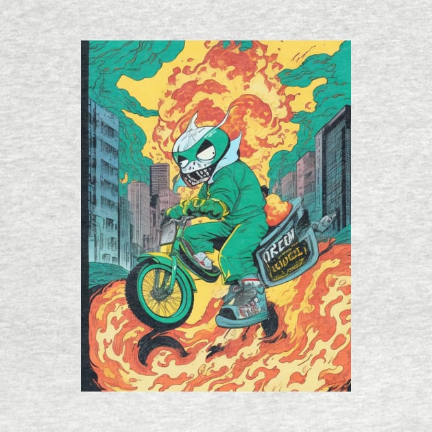 Ghost Rider of the 90s Apocalypse neon nostalgia by Rizstor